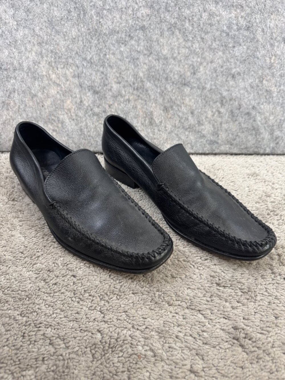 Giorgio Armani Mens Loafers Black Leather Sz 42 Slip On Italy Driving